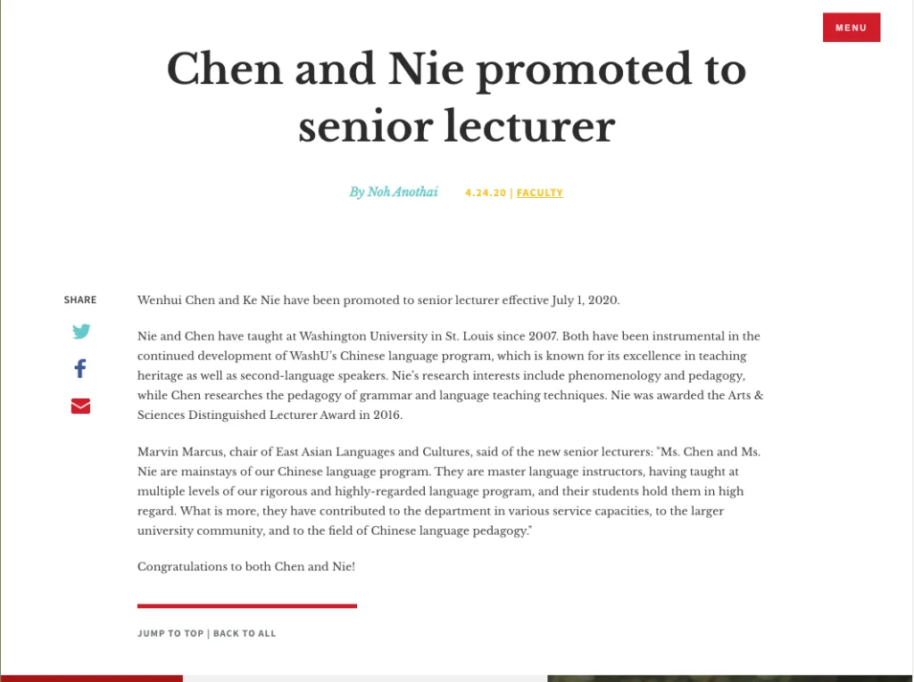 Chen and Nie promoted to senior lecturer